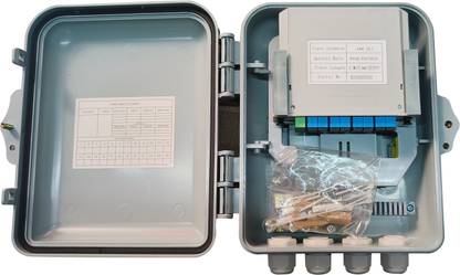 HANUTECH FTTH Fiber Distribution Box Loaded, 1X4 Fiber Splitter Box, Indoor/Outdoor Use 0 Ports 1000 Mbps Unmanaged Network Switch