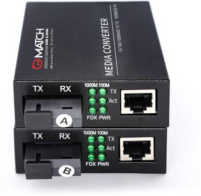 Match LB-Link BL-MC20SFG Gigabit Media Converter 10/100/1000Base TX to 10/100/1000Base-FX 1 Ports 1000 Mbps Unmanaged Network Switch