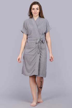 Poorak Grey Free Size Bath Robe