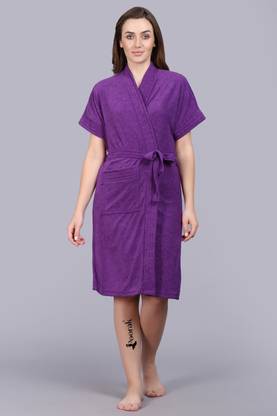 Poorak Purple Free Size Bath Robe