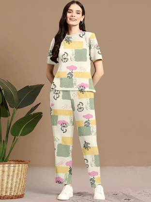 BelleBird Women Printed Multicolor Night Suit Set