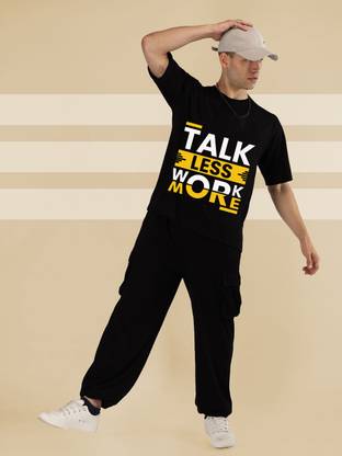 CHKOKKO Men Printed Black Top & Pyjama Set