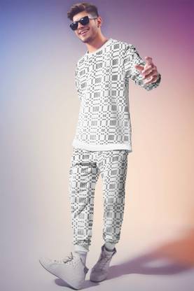 TRIPR Men Printed White Night Suit Set