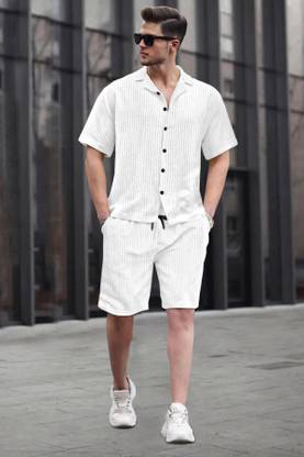 TRIPR Men Solid White Night Suit Set