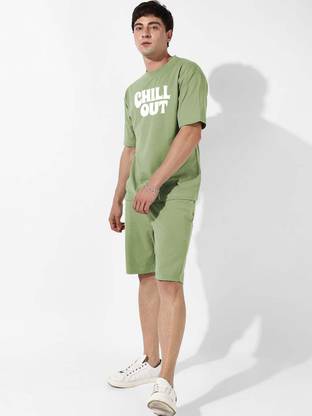 SIGMAN Men Printed Green Night Suit Set
