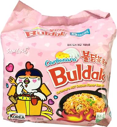Samyang Buldak Carbonara Hot Chiken Flavor Ramen 140g * 5Pack(Imported) Instant Noodles Non-vegetarian