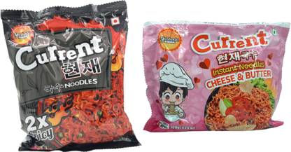 Current 2X Spicy and Cheese & Butter Instant Noodles - 100 gm - Pack of 2 Instant Noodles Non-vegetarian