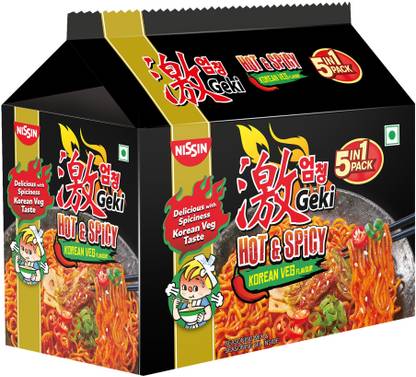 Geki Hot & Spicy Korean Veg Flavoured Ramen Instant Noodles Vegetarian