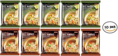 MAMA Instant Gluten Free Noodles Combo Pack of 10 Vegetable and Chicken Flavor Instant Noodles Non-vegetarian