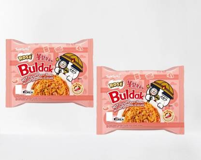 Samyang Buldak Chicken Rose Flavour Instant Korean Noodles-140g (Pack of 2)|(Imported) Instant Noodles Non-vegetarian
