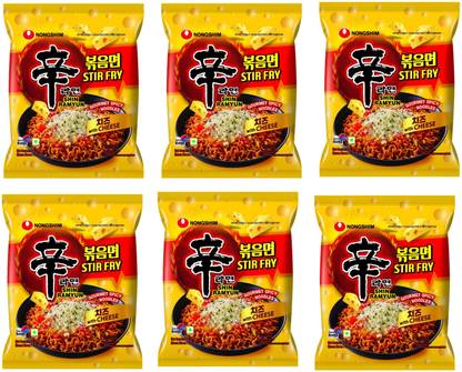 Nongshim Stir Fry with Cheese Shin Ramyun Noodes 136gm (Pack of 6 ) Instant Noodles Vegetarian
