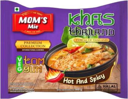 moms mie Veg Tom Yum Hot and Spicy Noodles – Authentic Thai Flavor, Instant Meal Instant Noodles Vegetarian