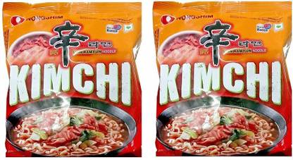 Nongshim Shin Ramyun Kimchi Instant Noodles 120gm*2 Pack (Pack of 2) (Imported) Instant Noodles Vegetarian