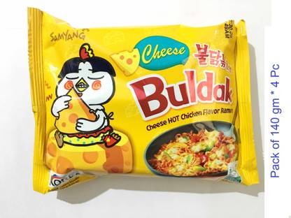 Samyang Buldak Cheese Hot Chiken Flavor Ramen 140g * 4Pack(Imported)(Stir-Fried Noodle) Instant Noodles Non-vegetarian