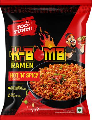 Too Yumm! K-Bomb Hot n Spicy | Ready to cook Instant Noodles Korean Noodles Instant Noodles Vegetarian