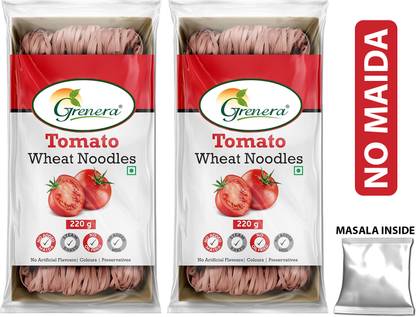 Grenera Tomato Noodles, Made with whole wheat flour and real vegetables, MSG, Maida free Instant Noodles Vegetarian