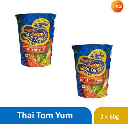 Blue Dragon | Thai Tom Yum | Instant Cup Noodle | 60gm (Pack Of 2) Cup Noodles Vegetarian