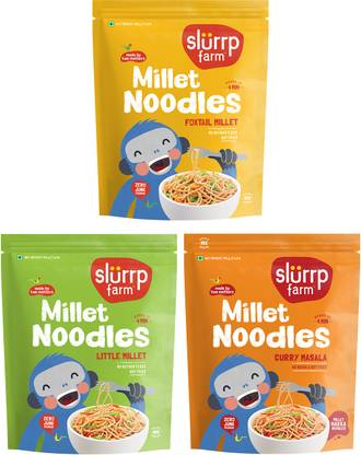 Slurrp Farm No Maida Not Fried Foxtail, Little Millet & Curry Masala, Pack of 3 Hakka Noodles Vegetarian