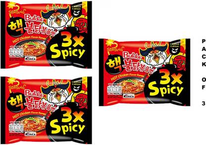 Samyang 3X Spicy Hot Chicken Ramen Flavour -140gm*3 (Pack of 3) (Imported) Instant Noodles Non-vegetarian