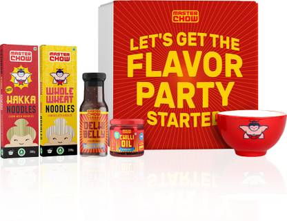 MasterChow Gift Hamper- Chilli Oil, Hakka & WholeWheat Noodles, Sweet & Spicy Sauce & Bowl Combo