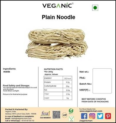 Veganic Noodles | Plain Chopsuey Noodles | Chowmein | Long Surpy Noodles Instant Noodles Vegetarian