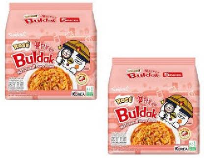 Samyang Buldak Chicken Rose Flavour Instant Korean Noodles-140g (Pack of 10)|(Imported) Instant Noodles Non-vegetarian