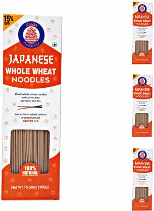 GrainShakti JAPANESE WHOLE WHEAT NOODLES - 4 PACK Instant Noodles Vegetarian