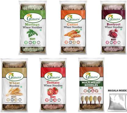 Grenera Healthy Beetroot, Carrot, Tomato, Wheat, Moringa, Multi millet Hakka Noodles Vegetarian