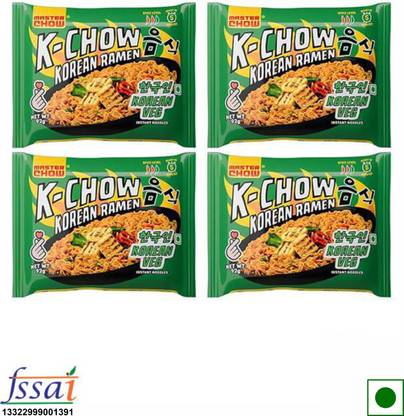 MasterChow K-Chow Korean Ramen Veg | Pack of 4 | 92g Each Instant Noodles Vegetarian
