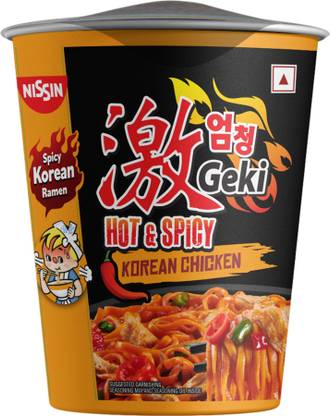 Nissin Hot & Spicy Korean Chicken Flavoured Ramen Cup Noodles Non-vegetarian