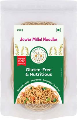 SENSEFUL Jowar Millet Noodles - Zero Maida, Gluten-Free, Nutritious & Preservative Free Hakka Noodles Vegetarian