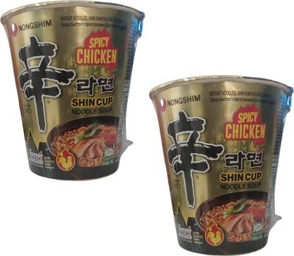 Nongshim Cup Noodles Soup Spicy Chicken 68Gms (Imported) (Pack of 2) Cup Noodles Non-vegetarian