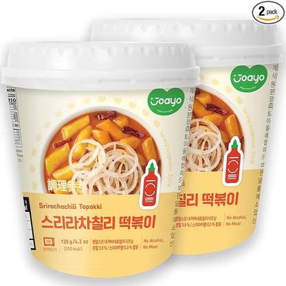 Joayo Sirachachilli Topokki Rice Cakes |Authentic Korean Street Food -Pack 2 Rice Noodles Vegetarian