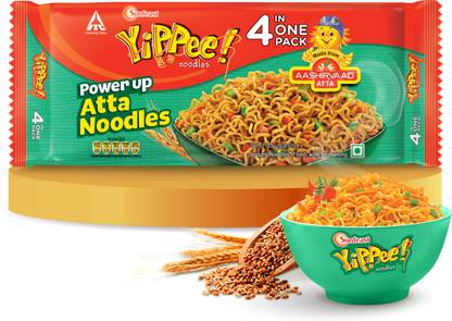 Sunfeast YiPPee! Power Up Atta Noodles Long, Non-Sticky, Instant Noodles 4 in 1 Pack Instant Noodles Vegetarian
