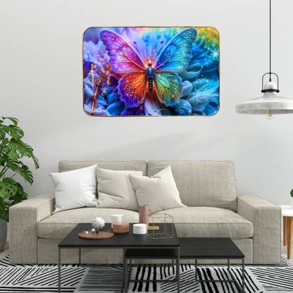 SHRI KHATU SHYAM CREATION Beautiful Butterfly Wall art Photo Frame With crystel work Digital Reprint 12 inch x 18 inch Painting