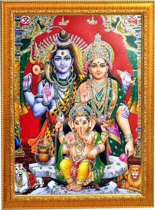 Sunframing Shiv Parivar photo frame with laminated sheet . size [ 5x7 inch ]. Religious Frame