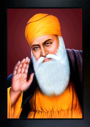 YAKSHU ENTERPRISES Guru Nanak Dev Ji Photo Frame Digital Reprint 13.5 inch x 10 inch Painting
