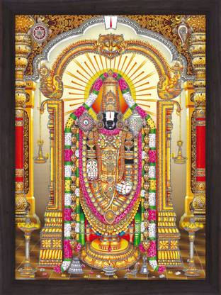 Gita Govinda God Tirupati Balaji Lord Venkateswara swamy Sparkle Coated Painting Digital Reprint 14 inch x 10 inch Painting