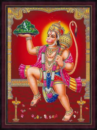 Gita Govinda Hanuman ji/bajrangbali ji with Dronagiri Mountain Flying Religious Frame