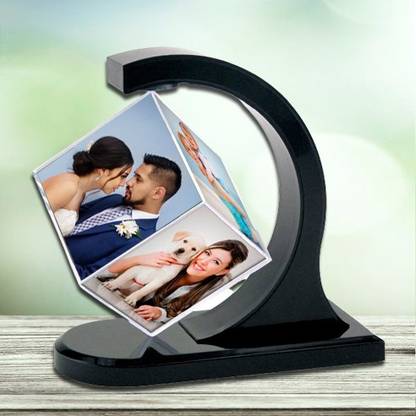 rotating photo cube Plastic Table Photo Frame