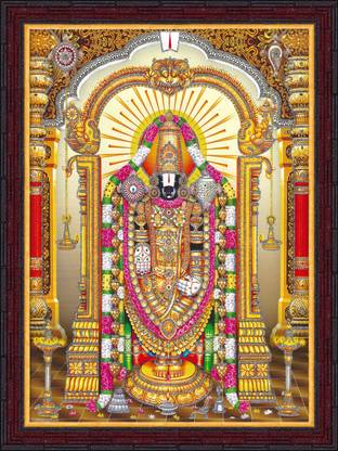 Gita Govinda God Tirupati Balaji Lord Venkateswara swamy Sparkle Coated Photo Religious Frame