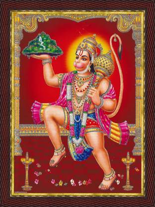 Gita Govinda Hanuman ji/bajrangbali ji with Dronagiri Mountain Flying Religious Frame