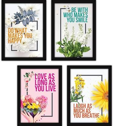 Framewise Happiness Framed Wall Paintings - Inspiring Quotes for Office & Home, Resin Digital Reprint 13 inch x 10 inch Painting