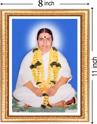 push enterprises KALAVATI AAI (DEVI) 8X11 INCH ACRYLIC GLASS GOLDEN PHOTO FRAME Religious Frame