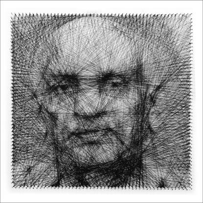 PARAMETRIC Thread Portrait Customized Vallabhbhai Patel (White 24x24 Inches) Decorative Showpiece  -  60 cm