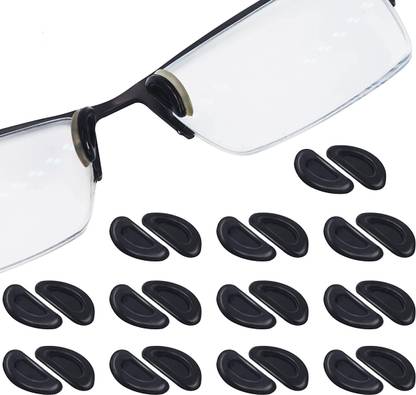 STHIRA 12 Pairs Adhesive Eyeglasses Nose Pads, D Shape Stick-on Anti-Slip Black Silicon Stick On Nose Pad