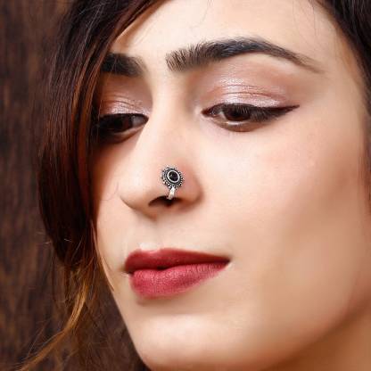 SHUBHAM JEWELLERS Crystal Silver Plated Alloy Nose Ring