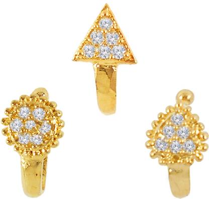 RANIT CREATION Diamond Gold-plated Plated Alloy Nose Stud Set