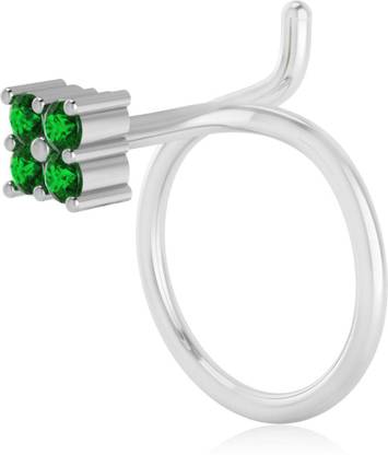 Iski Uski Store Diamond Platinum Plated Sterling Silver Nose Ring