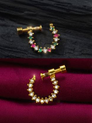 PINAAKA DARINI Cubic Zirconia Gold-plated Plated Alloy Nose Ring Set